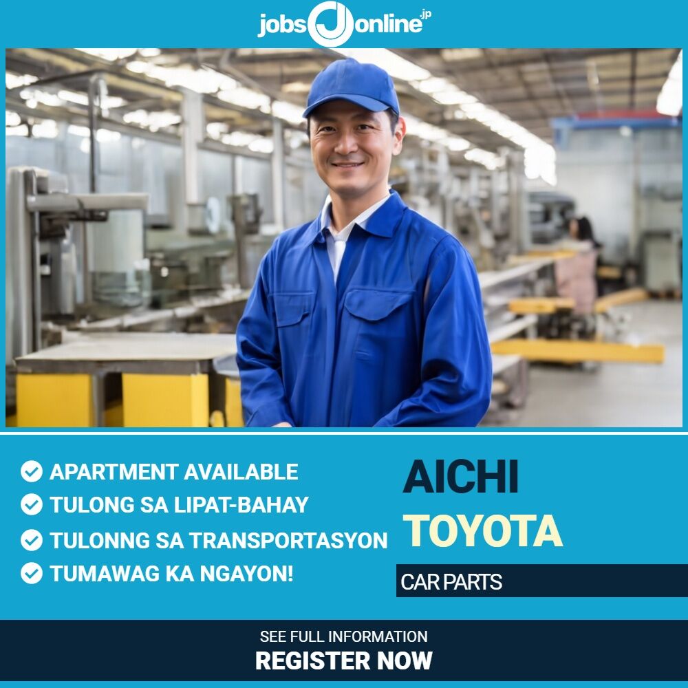 Aichi: Hiring ng manggagawa sa car parts factory sa Toyota